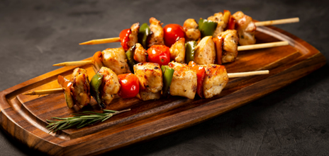 Grilled Chicken and Veggie Skewers with Yogurt Herb Dip