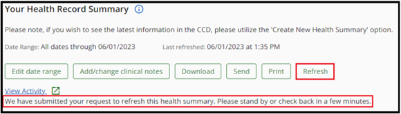 How up to date is my Health Summary